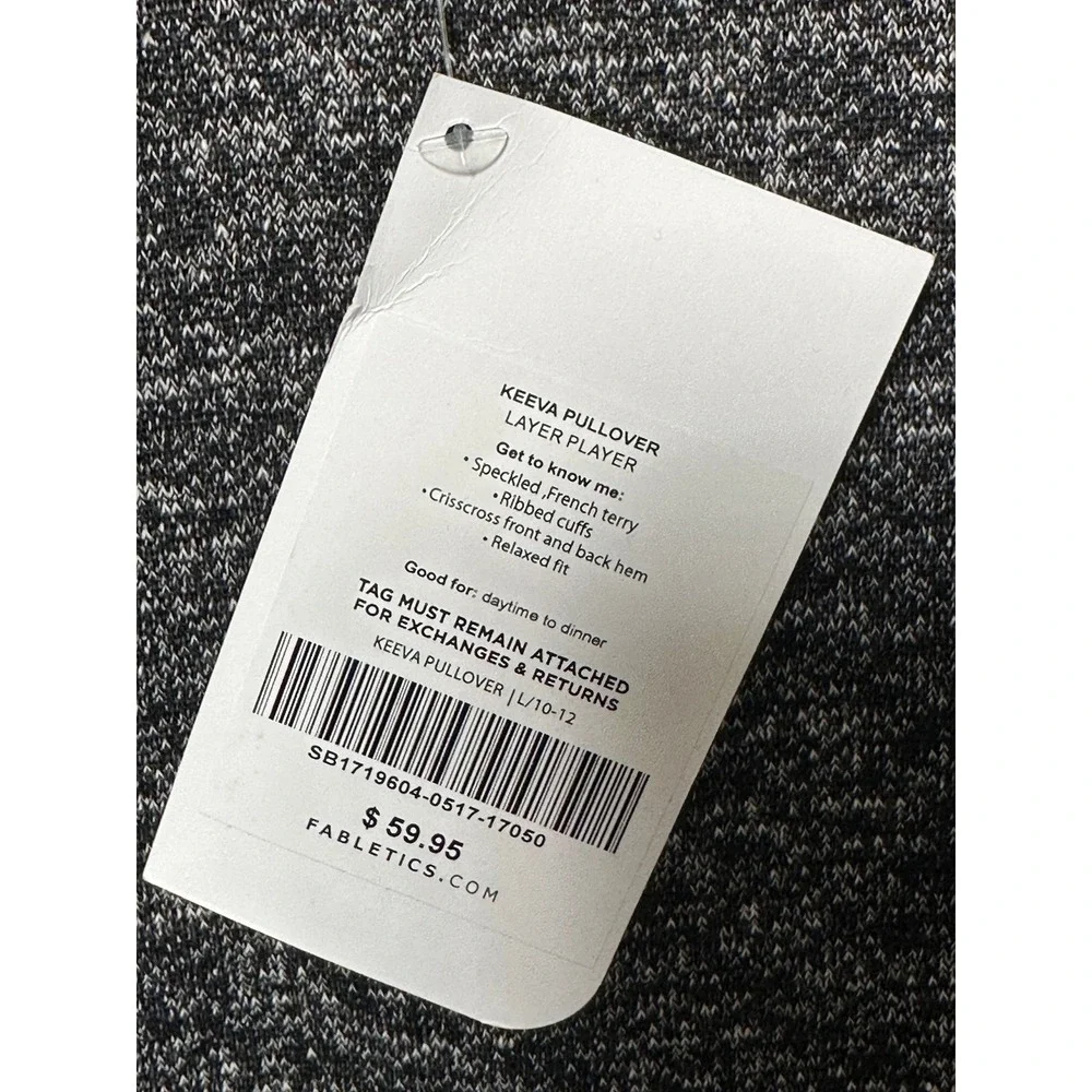 Fabletics Keeva Pullover Layer Player French Terry Crisscross Top Size Large NWT